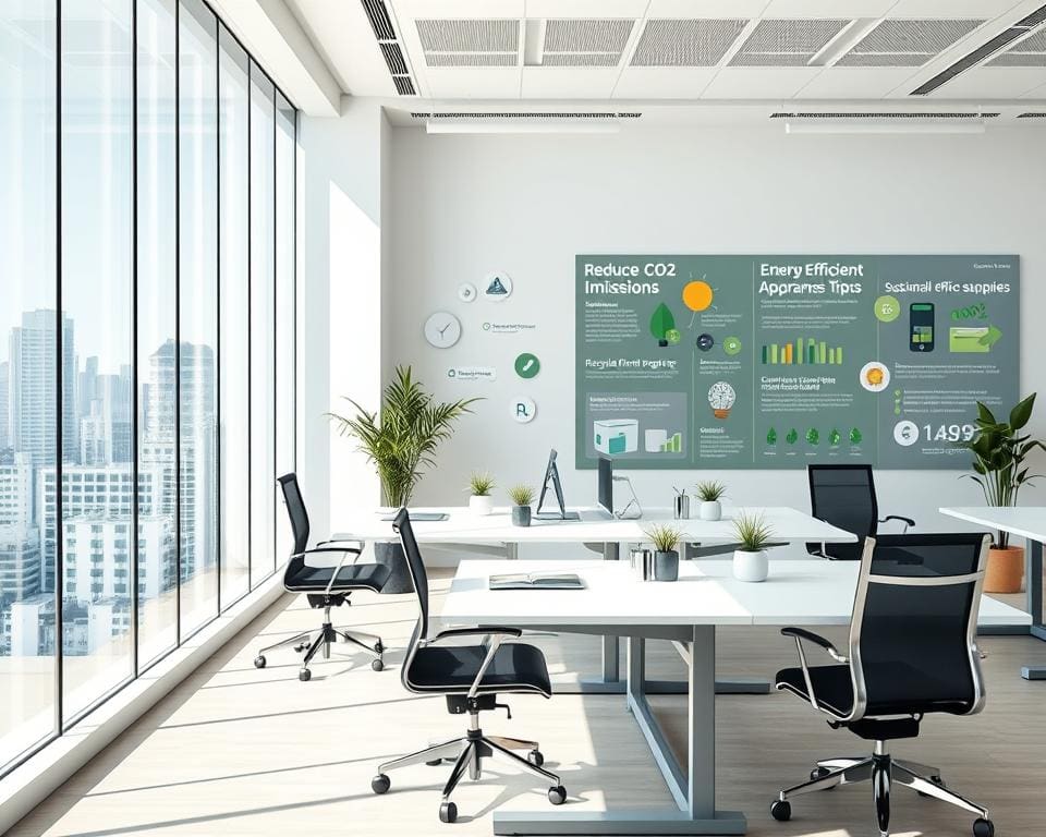 Wat zijn praktische tips voor CO₂-reductie op kantoor?