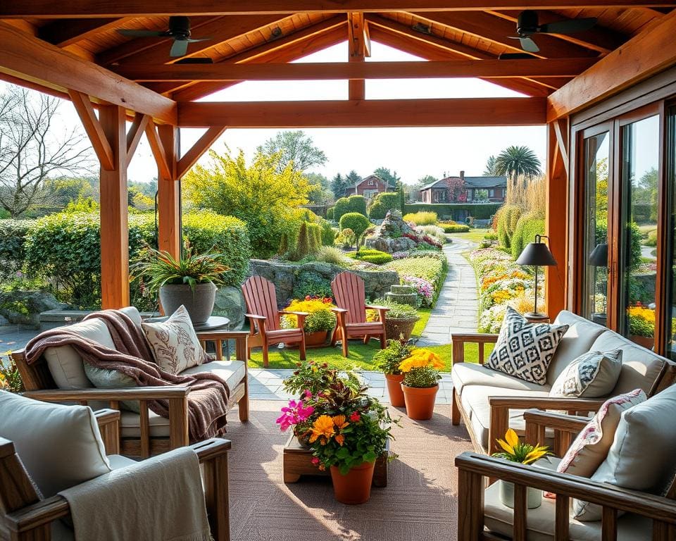 Wat maakt een tuinveranda geschikt voor alle seizoenen?